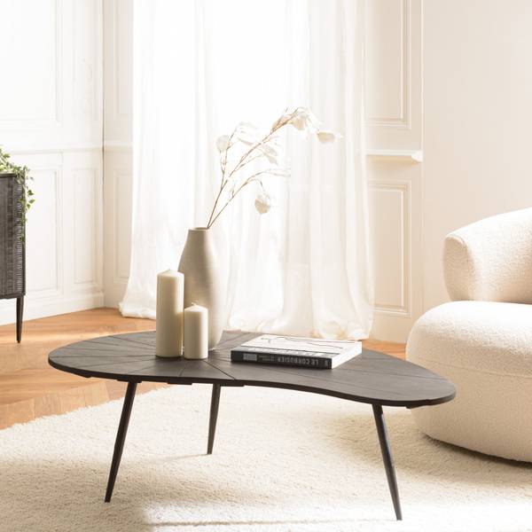 Couchtisch JAMES Schwarz - Massivholz - 73 x 37 x 122 cm
