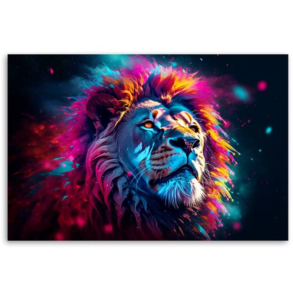 Wandbild neon löwe tier afrika 90 x 60 cm