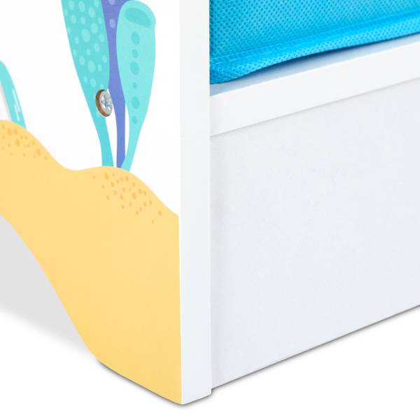 Kinderregal mit 2 Boxen & 3 Hängefächern Grün - Hellblau - Weiß