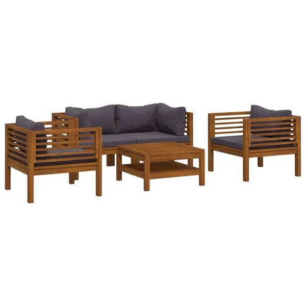 Tuinset 3011497-8 Set van 5 grijs - polyester - acacia - 65 x 35 x 65 cm