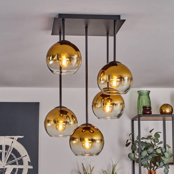 Deckenleuchte Cesaro Gold - Aluminium - Klarglas - 26 x 59 x 26 cm