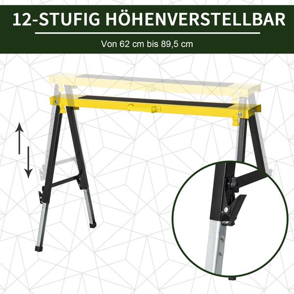Werkbank B40-026 Schwarz - Metall - 49 x 90 x 100 cm