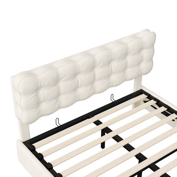 Polsterbett Boxspringbett HYF06 Beige - Metall - Massivholz - 161 x 103 x 205 cm