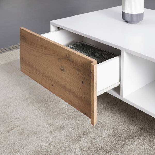 Couchtisch VIRA Braun - Weiß - Holz teilmassiv - 110 x 38 x 66 cm
