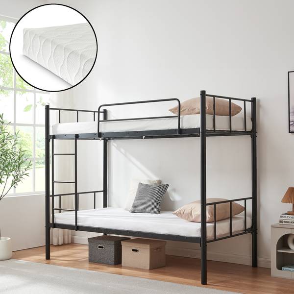 Etagenbett Berimma mit 2 Matratzen Schwarz - Stahl - 95 x 171 x 210 cm