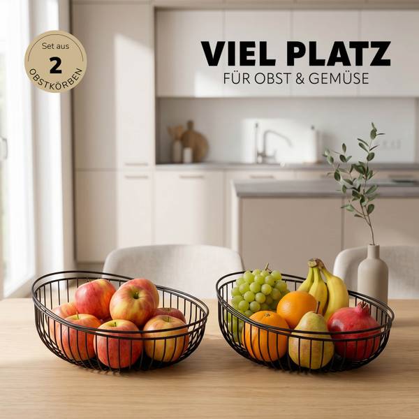 Obstkorb 70138 2er-Set Schwarz - Metall - 31 x 12 x 25 cm
