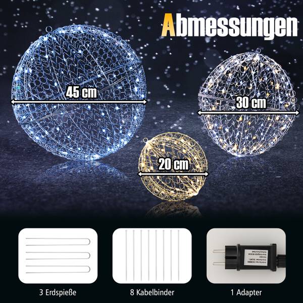 Weihnachtskugeln OY47336PQDE(3er Set) Weiß - Metall - 45 x 45 x 45 cm