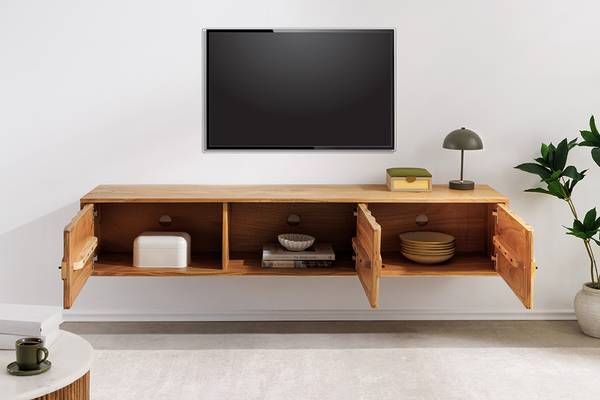Hängendes TV-Board MYSTIC LIVING Braun - Akazie - Eisen - 160 x 30 x 35 cm