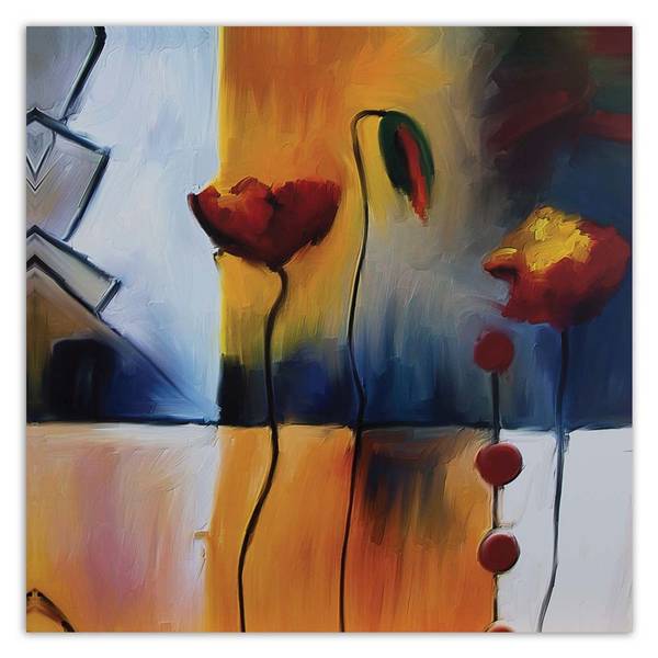 Wandbild zwei mohnblumen und eine knospe 40 x 40 cm