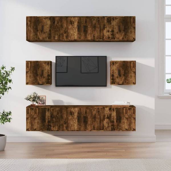 TV-Schrank 8er Set D234 Braun - Holz teilmassiv - 35 x 40 x 100 cm