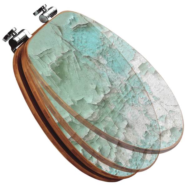 WC-Sitz mit Absenkautomatik Patina Mint Türkis - Bambus - Holzwerkstoff - 38 x 5 x 49 cm