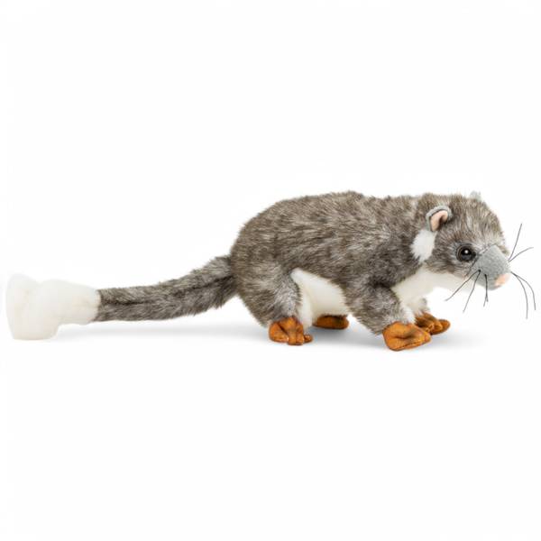 Kuscheltier Opossum Grau - Kunstfell - 8 x 13 x 22 cm