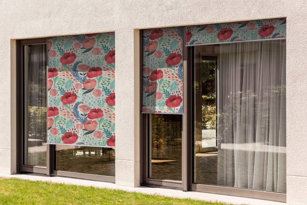 Außenrollo Papaver Rubrum Rot - Textil - 40 x 180 x 1 cm