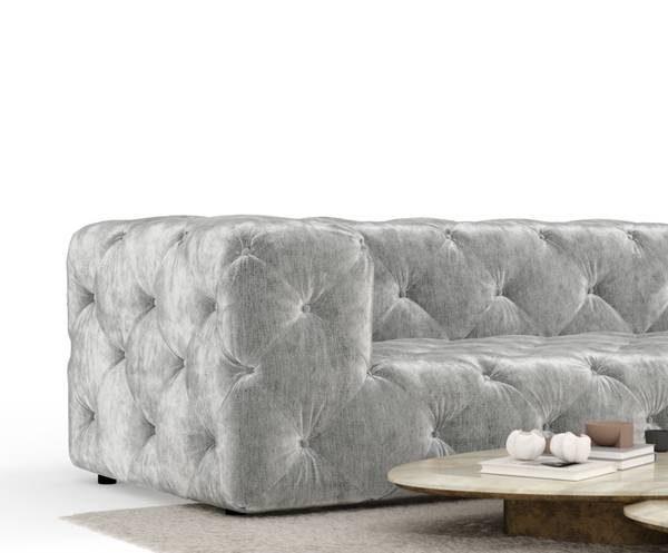 Ecksofa Cosimo Hellgrau - Ecke davorstehend rechts - Ottomane davorstehend rechts