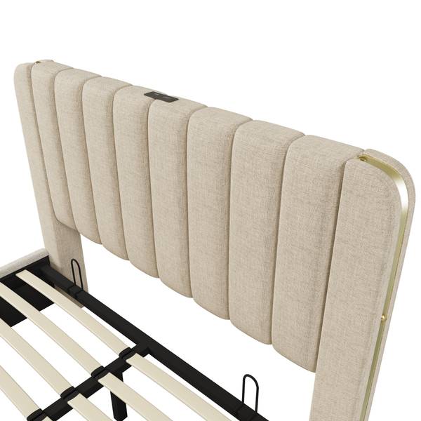 Lit rembourré Zoomusb Ⅱ Beige - Lin - 150 x 102 x 203 cm