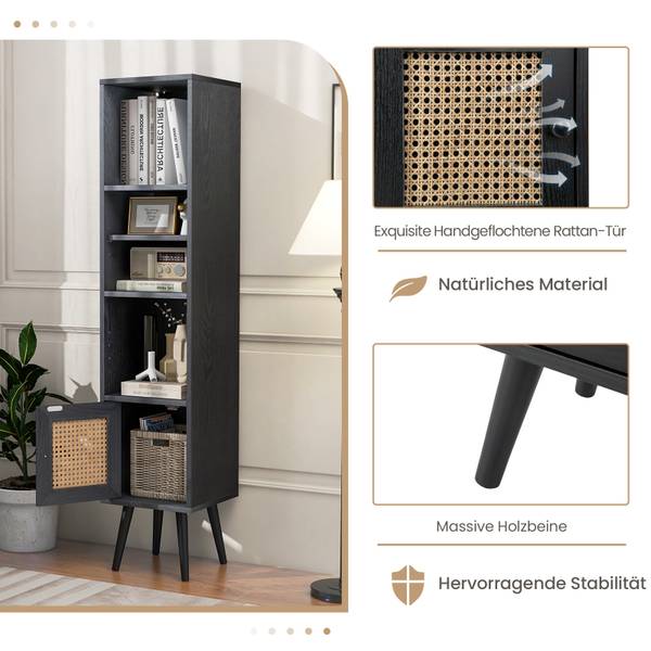 Hochschrank 59301476 Schwarz - Massivholz - 30 x 137 x 30 cm