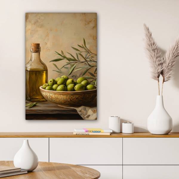 CANVAS SCHILDERIJ Olijven groen - katoen - 40 x 60 x 2 cm