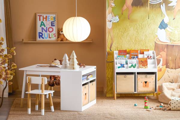 Kindertisch mit 2 Stühlen KMB113-W Braun - Weiß - Kiefer - 90 x 53 x 60 cm
