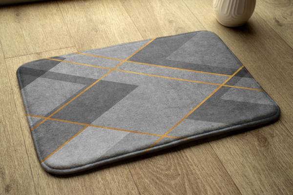 Badteppich Geometrische Muster Grau - Textil - 90 x 60 x 90 cm