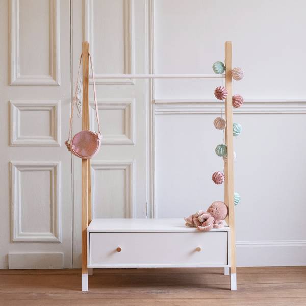 Kleiderschrank LOU Weiß - Naturfaser - 40 x 130 x 80 cm