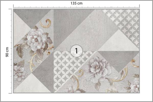 Vlies-Fotobehang ABSTRACTE Bloemen Beton 135 x 90 x 90 cm