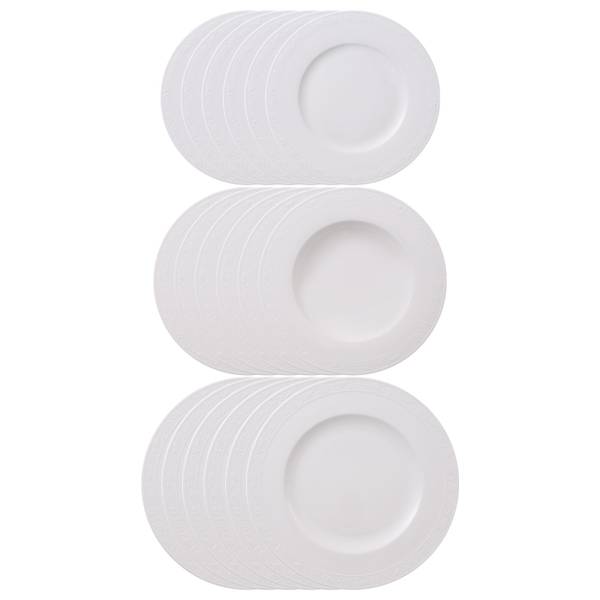 Teller-Set White Pearl 18-teilig Weiß - Pinie - 2 x 2 x 2 cm