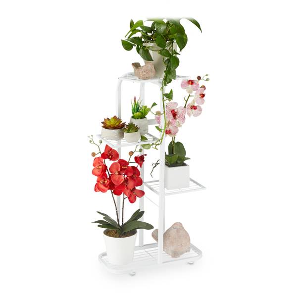 Metalen plantenrek 4 etages wit