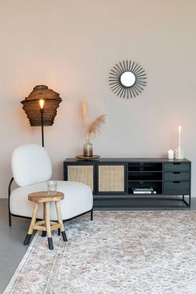 Beistelltisch LI Schwarz - Massivholz - 38 x 55 x 150 cm