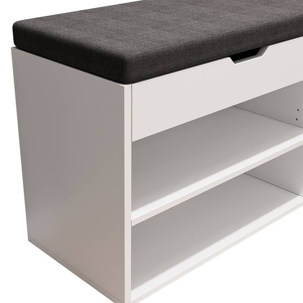 Banc pour chaussures Titus 40245 Blanc - Bois manufacturé - 60 x 45 x 30 cm