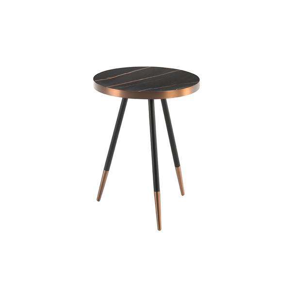 Ecktisch 2069 Schwarz - Braun - Zink - Marmor - 46 x 56 x 46 cm