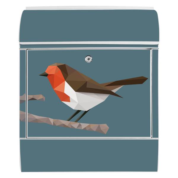 Briefkasten Stahl abstrakter Vogel Weiß - Stahl - 38 x 46 x 13 cm