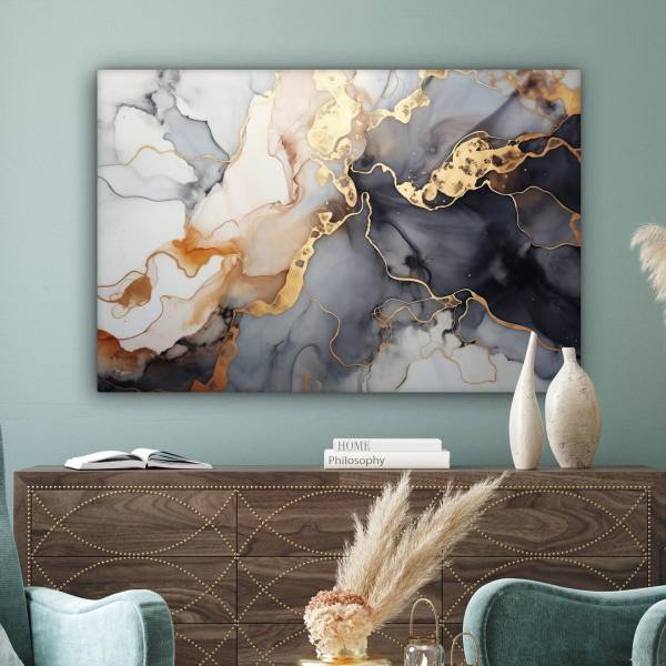 CANVAS SCHILDERIJ Marmer 140 x 90 cm