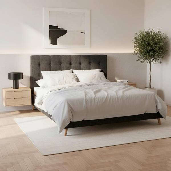 Polsterbett RONJA Schwarz - Metall - Textil - Holz teilmassiv - 187 x 1 x 180 cm
