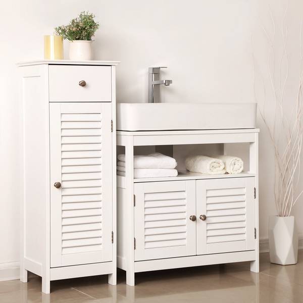 Waschbeckenunterschrank Bissau Weiß - Holzwerkstoff - 60 x 30 x 60 cm