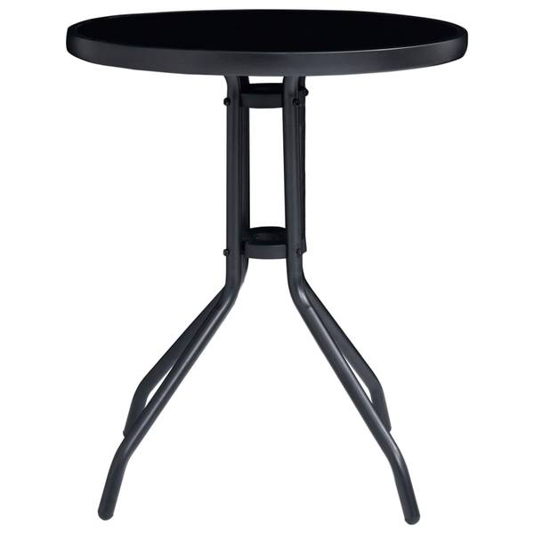 Bistro-Set 3011555 3-teilig Schwarz - Flachgewebe - Aluminium - Klarglas - 110 x 109 x 56 cm