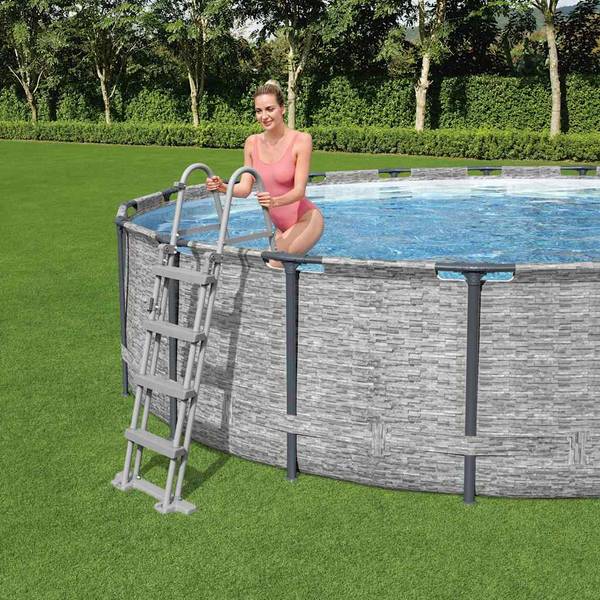 Pool Sicherheitsleiter 93340 Grau - Metall - Kunststoff - 1 x 122 x 1 cm