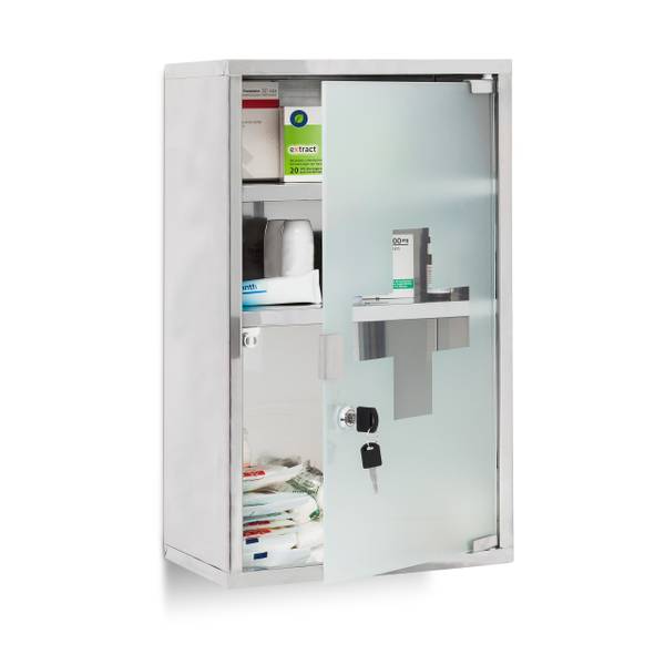 Medizinschrank EMERGENCY Edelstahl XL Silber - Edelstahl - 30 x 51 x 18 cm