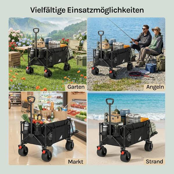 Bollerwagen TW033 Schwarz - Stahl - 60 x 100 x 123 cm