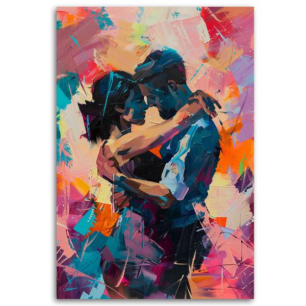 Wandbild verliebtes paar abstraktion 70 x 100 cm