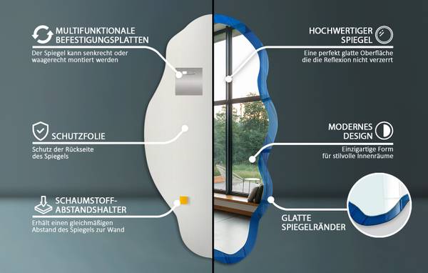 Wandspiegel Cineritium obscurum Grau - Glas - 52 x 97 x 0 cm