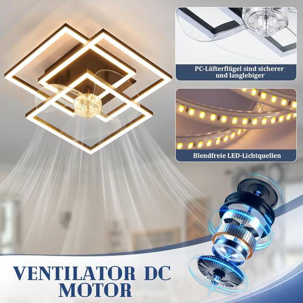 Deckenventilator Denmark Ⅲ Schwarz - Metall - 37 x 17 x 37 cm