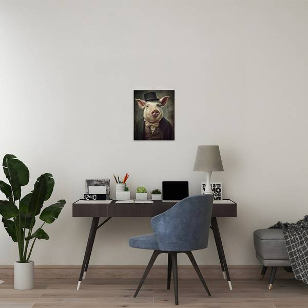Leinwandbild Mr.Pig Schwarz - Textil - 40 x 50 x 2 cm