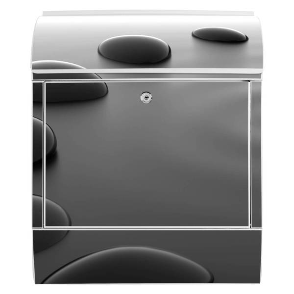 Briefkasten Stahl Schwarze Steine Weiß - Stahl - 38 x 46 x 13 cm