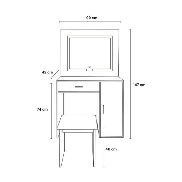 Schminktisch IMANI Weiß - Holzwerkstoff - 90 x 147 x 42 cm
