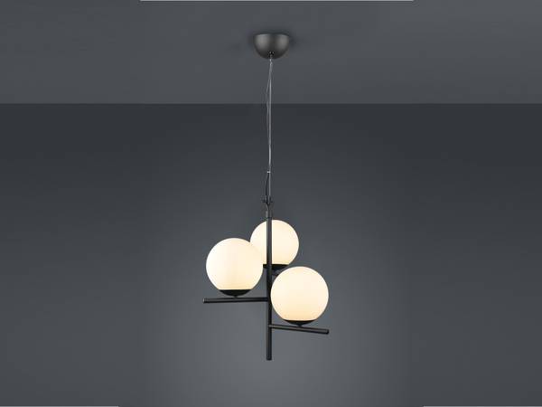 LED Pendelleuchte 3 flammig Glas Schwarz Schwarz - Weiß