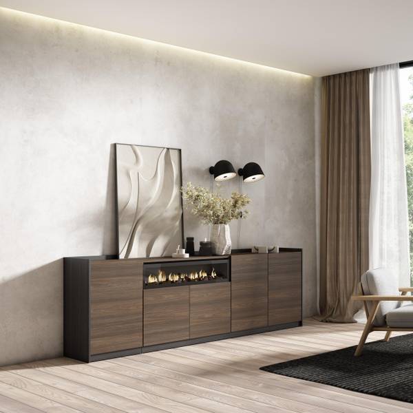 Buffet Sokkel XVI Noir - Marron - Mélamine - 260 x 80 x 37 cm