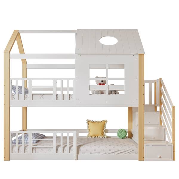 Etagenbett K-1254 Weiß - Holzwerkstoff - 96 x 206 x 254 cm