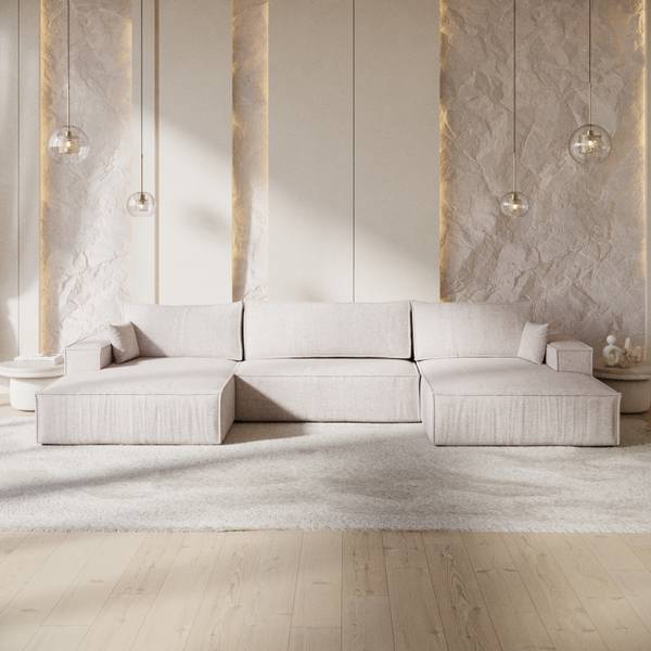 Wohnlandschaft NUBO mit Schlaffunktion Hellbeige