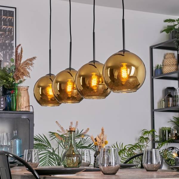 Pendelleuchte Cesaro Gold - Aluminium - Klarglas - 10 x 120 x 92 cm