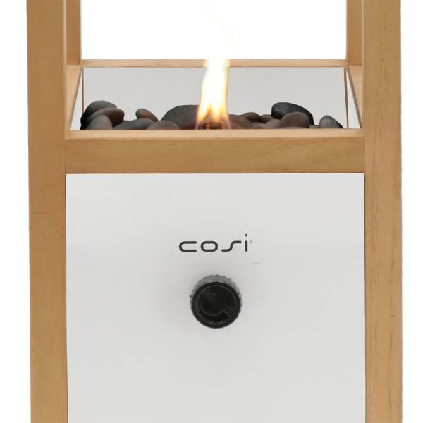 Gaslantaarn Urban wit - teakhout - 20 x 50 x 20 cm